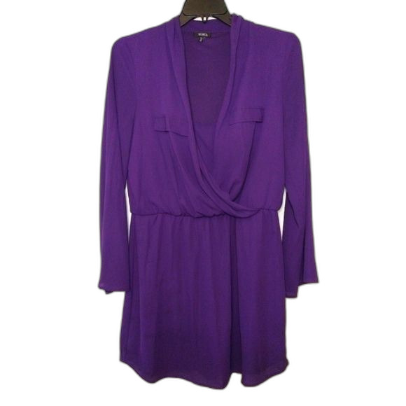 XOXO Long Sleeve Purple Faux Wrap Dress Party Modern Office Dress Size XXL - Picture 1 of 8